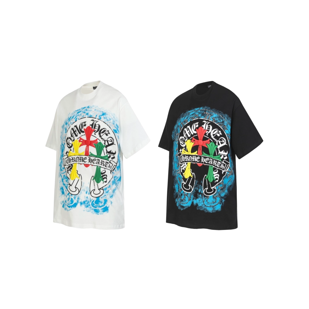 Chrome Hearts T-shirt 2255 Black White,Chrome Hearts T Shirt,Tshirt,APPAREL