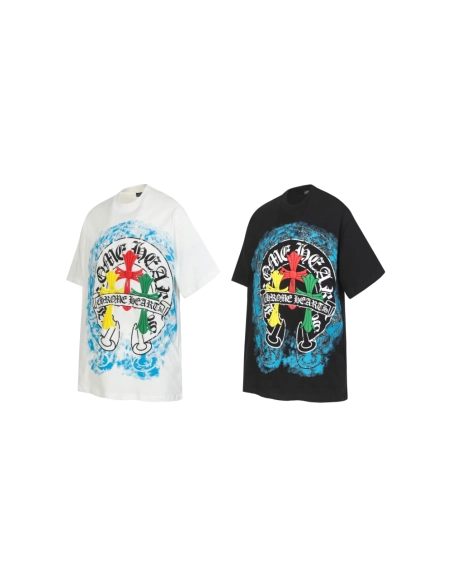 Chrome Hearts T-shirt 2255 Black White,Chrome Hearts T Shirt,Tshirt,APPAREL
