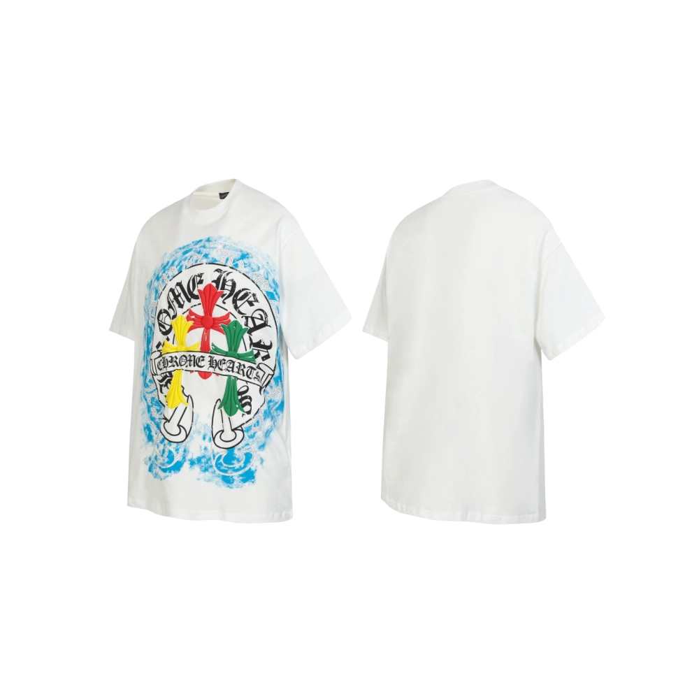 Chrome Hearts T-shirt 2255 Black White,Chrome Hearts T Shirt,Tshirt,APPAREL