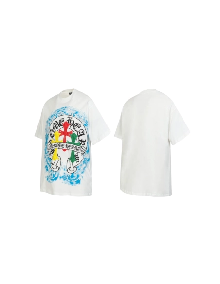 Chrome Hearts T-shirt 2255 Black White,Chrome Hearts T Shirt,Tshirt,APPAREL