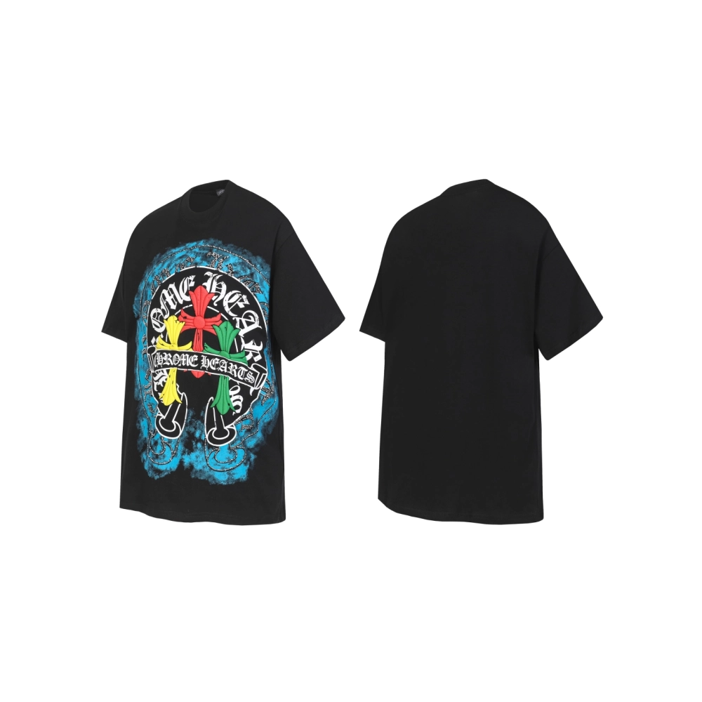 Chrome Hearts T-shirt 2255 Black White,Chrome Hearts T Shirt,Tshirt,APPAREL