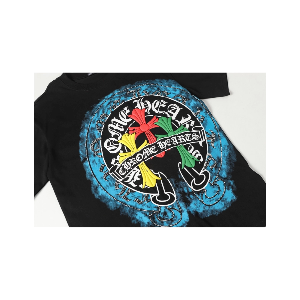 Chrome Hearts T-shirt 2255 Black White,Chrome Hearts T Shirt,Tshirt,APPAREL
