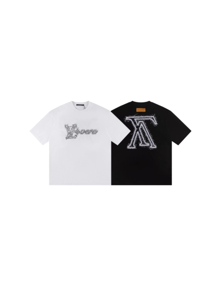 Louis Vuitton T-shirt W2614 Black White,Louis Vuitton T Shirt,Tshirt,APPAREL