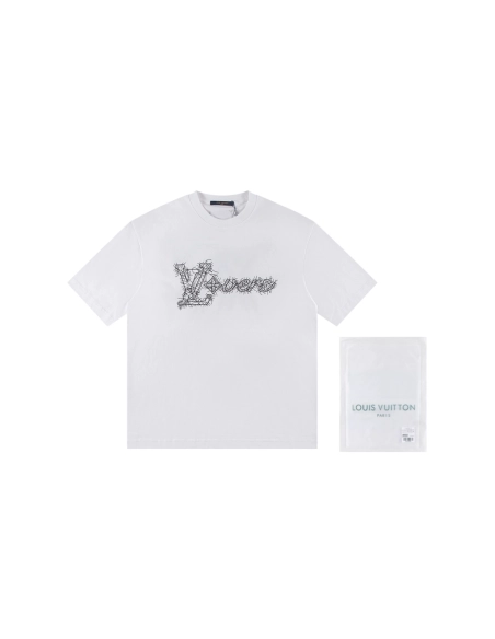 Louis Vuitton T-shirt W2614 Black White,Louis Vuitton T Shirt,Tshirt,APPAREL