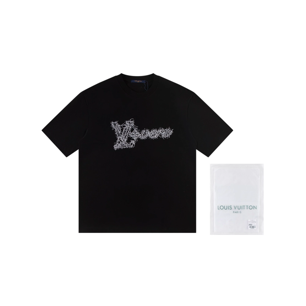 Louis Vuitton T-shirt W2614 Black White,Louis Vuitton T Shirt,Tshirt,APPAREL