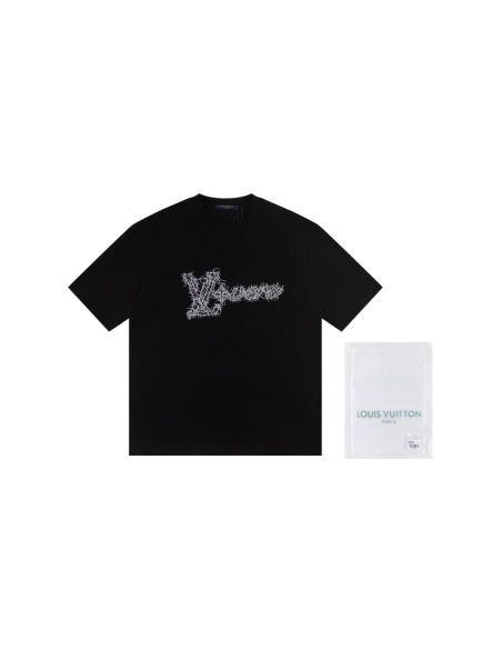 Louis Vuitton T-shirt W2614 Black White,Louis Vuitton T Shirt,Tshirt,APPAREL