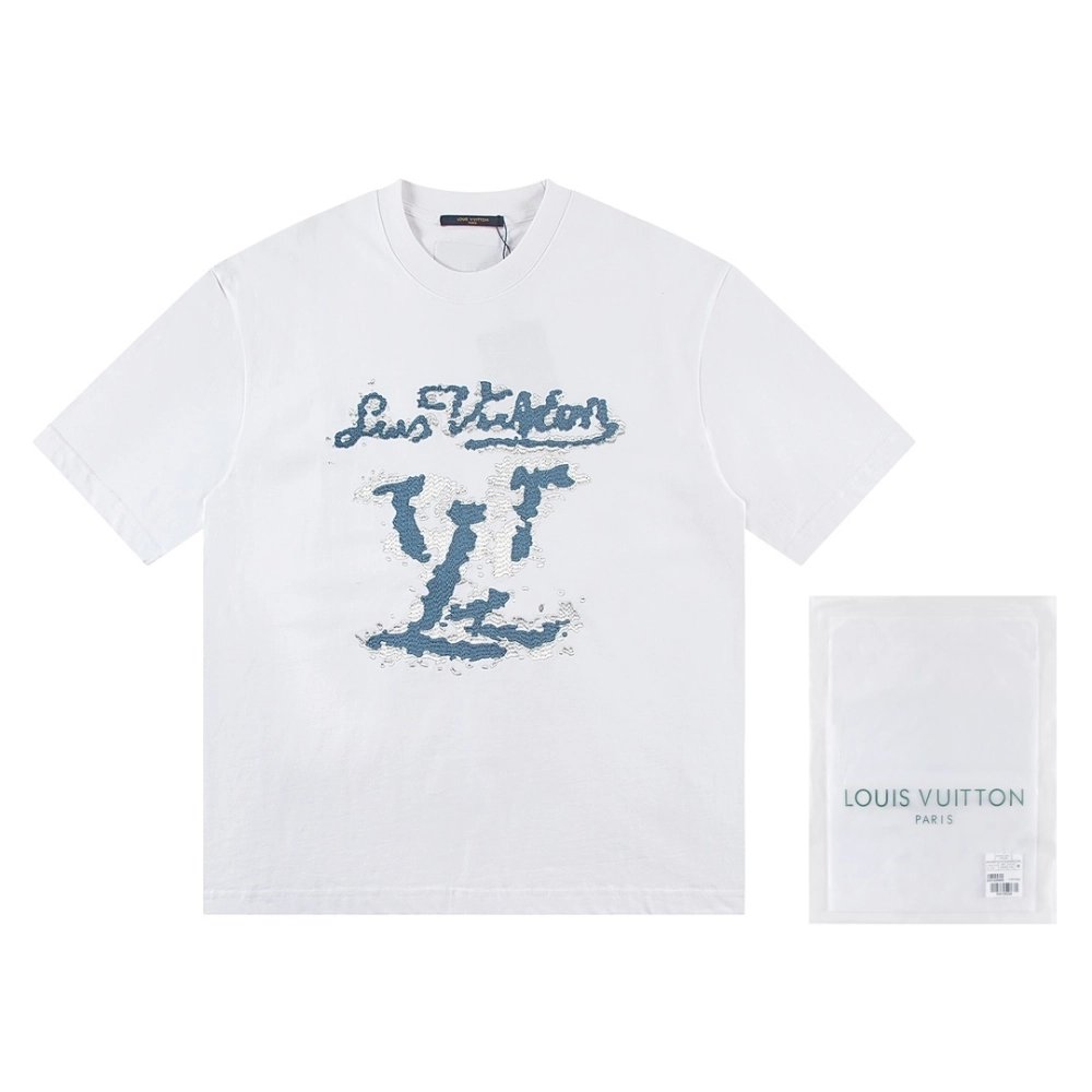 Louis Vuitton T-shirt W2518 Black White,Louis Vuitton T Shirt,Tshirt,APPAREL