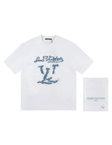 Louis Vuitton T-shirt W2518 Black White,Louis Vuitton T Shirt,Tshirt,APPAREL