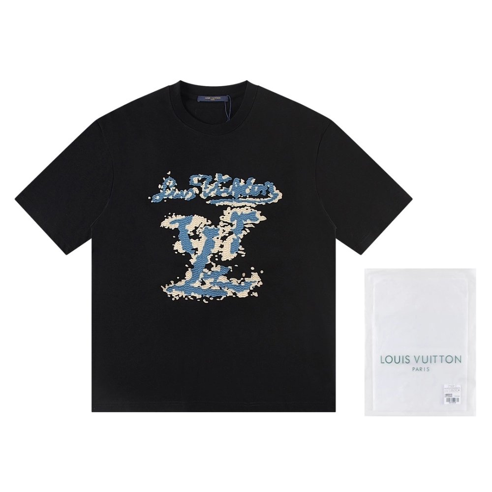 Louis Vuitton T-shirt W2518 Black White,Louis Vuitton T Shirt,Tshirt,APPAREL