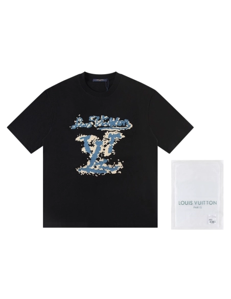 Louis Vuitton T-shirt W2518 Black White,Louis Vuitton T Shirt,Tshirt,APPAREL