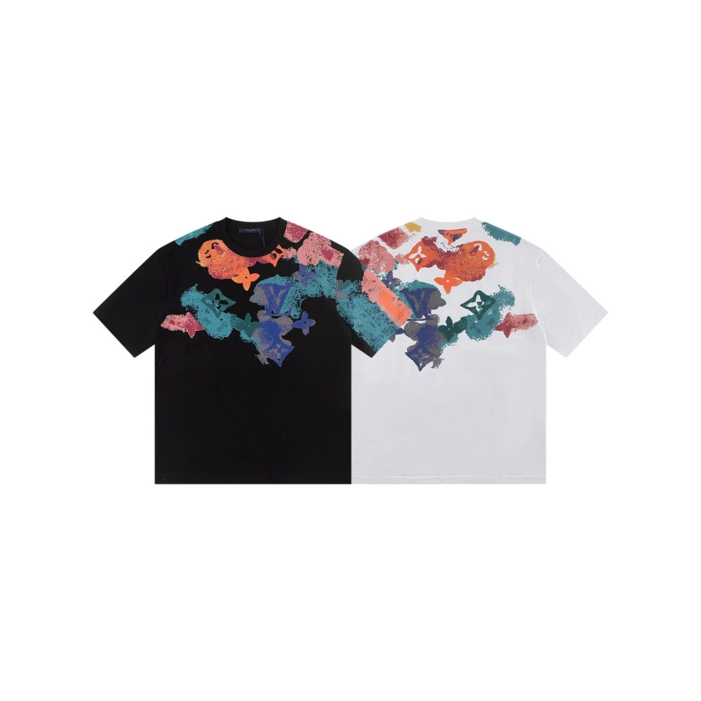 Louis Vuitton T-shirt W2588 Black White,Louis Vuitton T Shirt,Tshirt,APPAREL