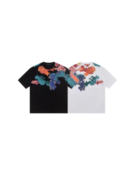 Louis Vuitton T-shirt W2588 Black White,Louis Vuitton T Shirt,Tshirt,APPAREL