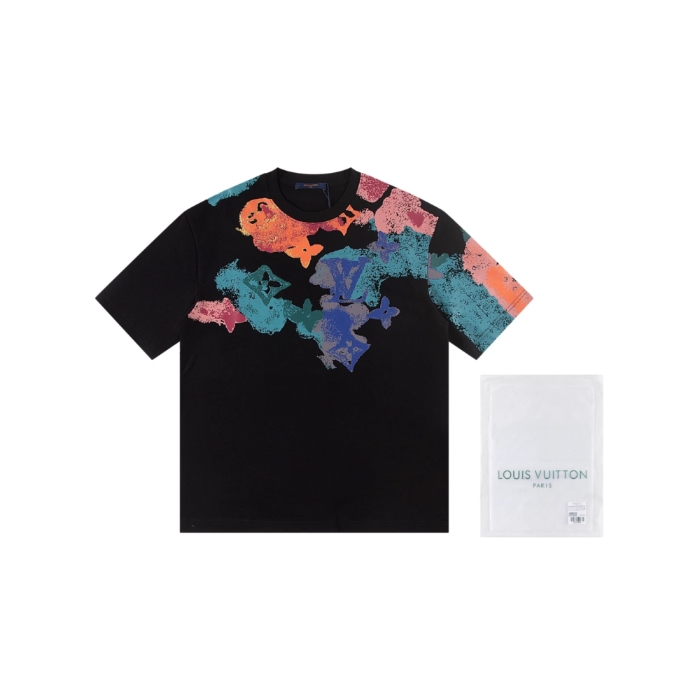 Louis Vuitton T-shirt W2588 Black White,Louis Vuitton T Shirt,Tshirt,APPAREL