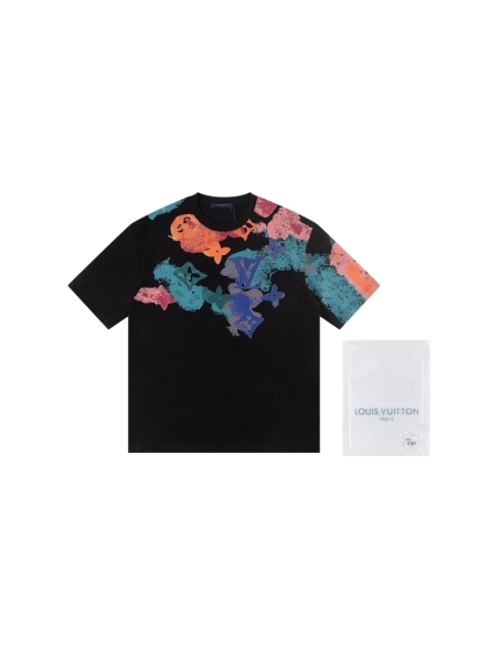 Louis Vuitton T-shirt W2588 Black White,Louis Vuitton T Shirt,Tshirt,APPAREL