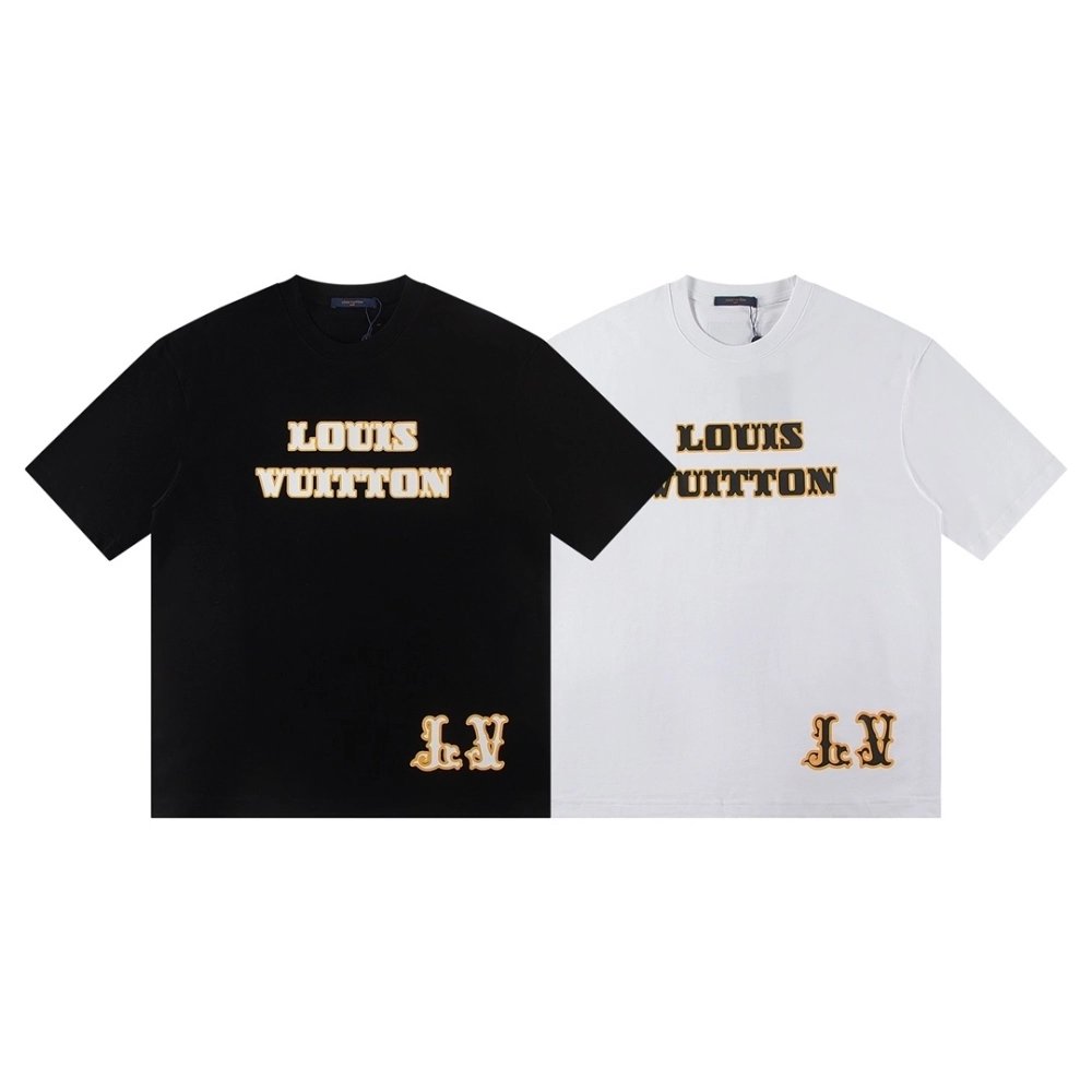 Louis Vuitton T-shirt W2643 Black White,Louis Vuitton T Shirt,Tshirt,APPAREL