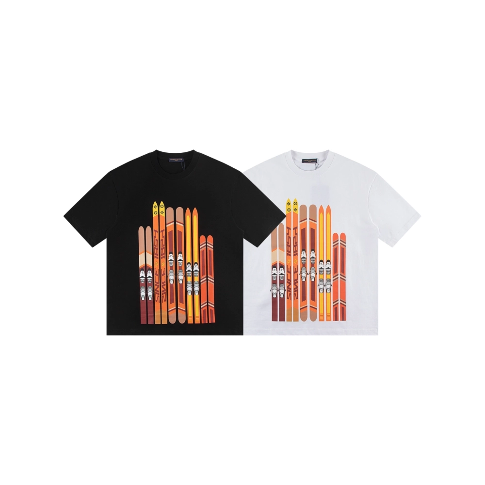 Louis Vuitton T-shirt W2525 Black White,Louis Vuitton T Shirt,Tshirt,APPAREL