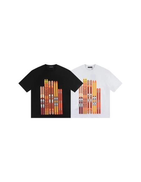 Louis Vuitton T-shirt W2525 Black White,Louis Vuitton T Shirt,Tshirt,APPAREL