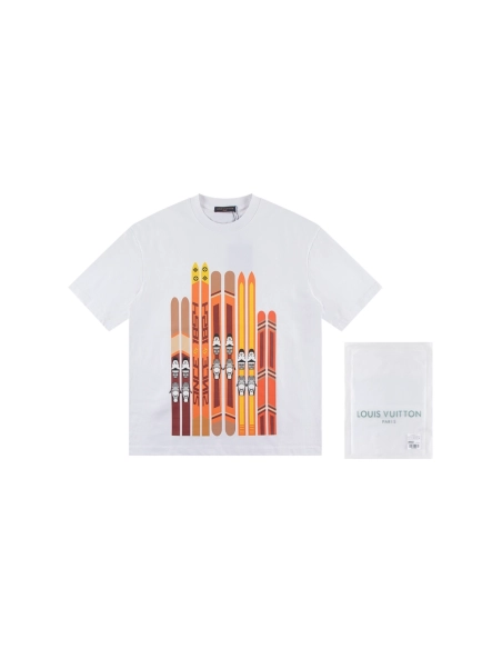 Louis Vuitton T-shirt W2525 Black White,Louis Vuitton T Shirt,Tshirt,APPAREL