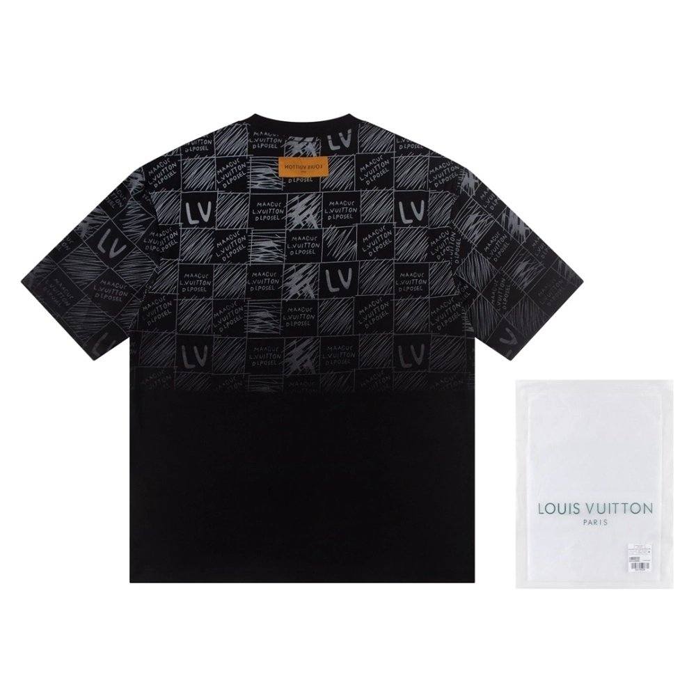Louis Vuitton T-shirt W2644 Black White,Louis Vuitton T Shirt,Tshirt,APPAREL