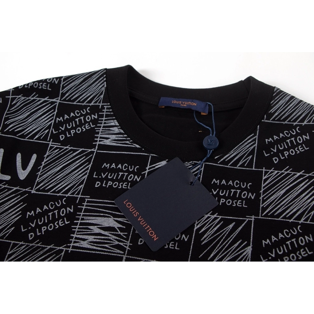 Louis Vuitton T-shirt W2644 Black White,Louis Vuitton T Shirt,Tshirt,APPAREL