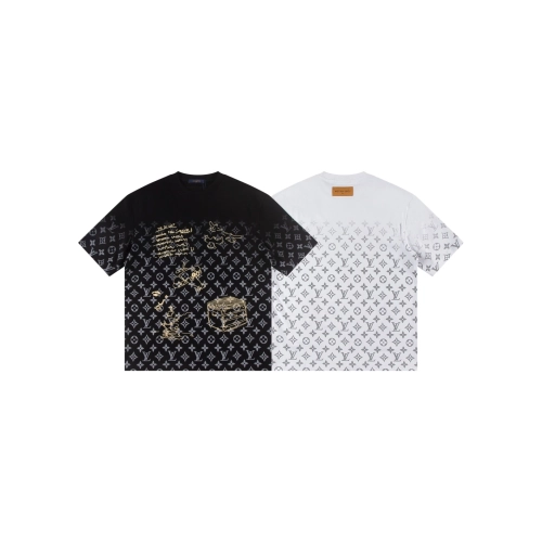 Louis Vuitton T-shirt W2948 Black White,Louis Vuitton T Shirt,Tshirt,APPAREL