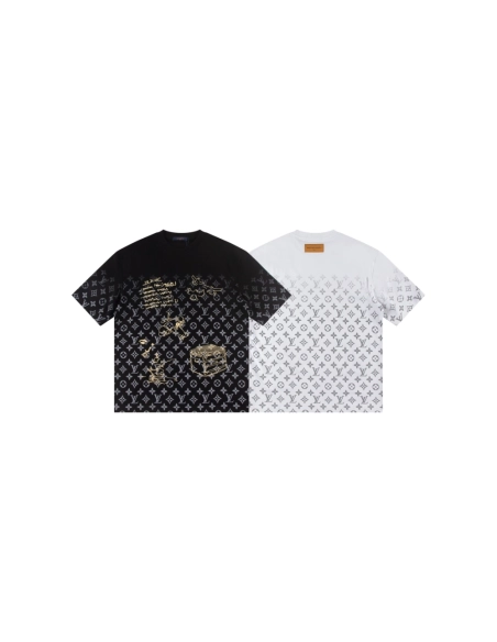 Louis Vuitton T-shirt W2948 Black White,Louis Vuitton T Shirt,Tshirt,APPAREL
