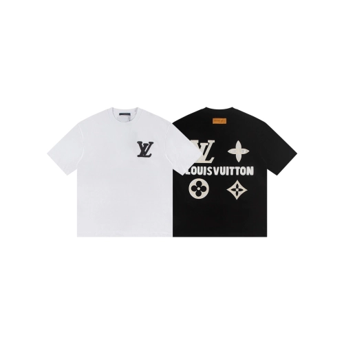 Louis Vuitton T-shirt W2658 Black White,Louis Vuitton T Shirt,Tshirt,APPAREL