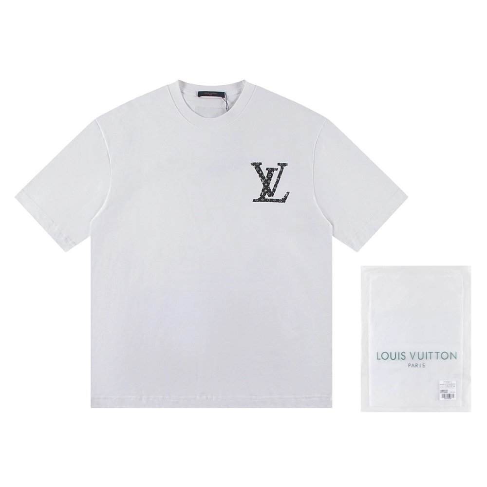 Louis Vuitton T-shirt W2642 Black White,Louis Vuitton T Shirt,Tshirt,APPAREL