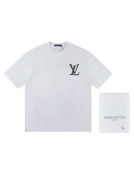Louis Vuitton T-shirt W2642 Black White,Louis Vuitton T Shirt,Tshirt,APPAREL