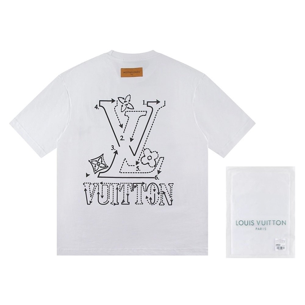 Louis Vuitton T-shirt W2642 Black White,Louis Vuitton T Shirt,Tshirt,APPAREL