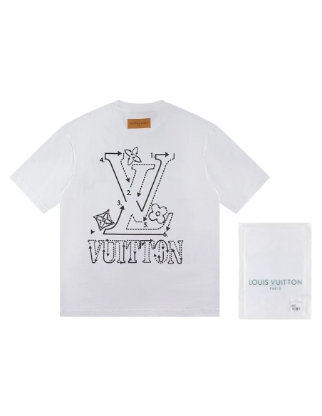 Louis Vuitton T-shirt W2642 Black White,Louis Vuitton T Shirt,Tshirt,APPAREL