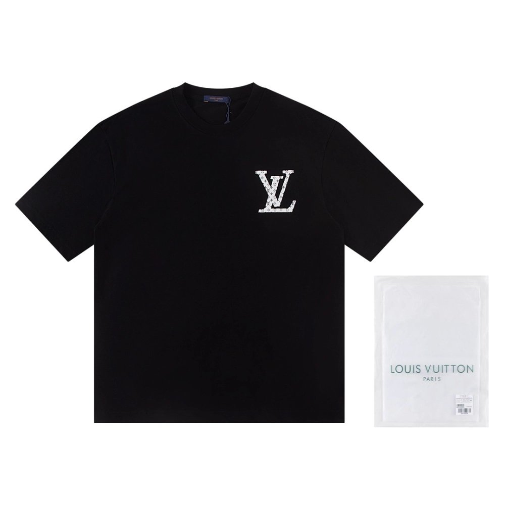 Louis Vuitton T-shirt W2642 Black White,Louis Vuitton T Shirt,Tshirt,APPAREL