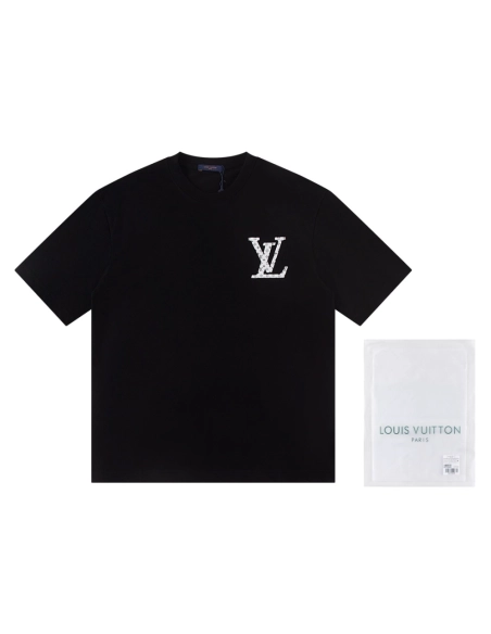 Louis Vuitton T-shirt W2642 Black White,Louis Vuitton T Shirt,Tshirt,APPAREL