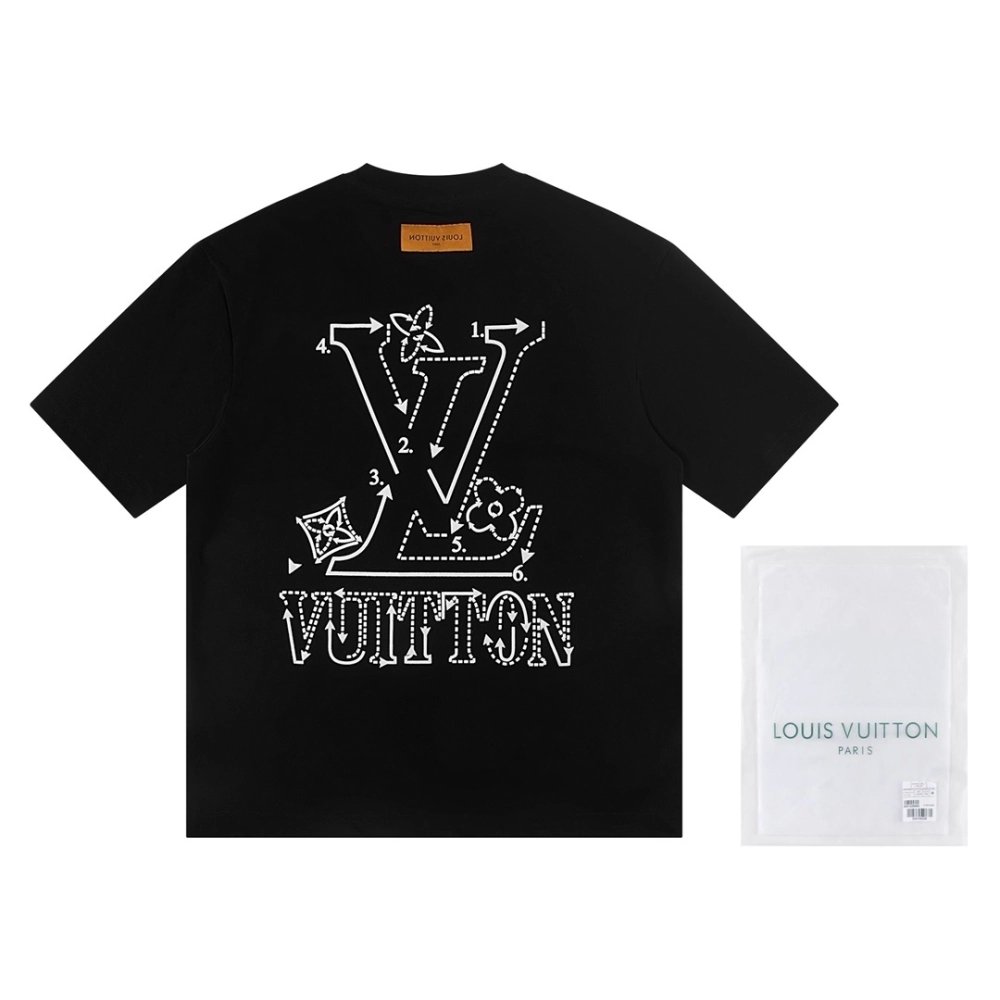 Louis Vuitton T-shirt W2642 Black White,Louis Vuitton T Shirt,Tshirt,APPAREL