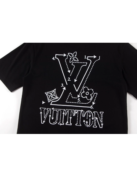 Louis Vuitton T-shirt W2642 Black White,Louis Vuitton T Shirt,Tshirt,APPAREL