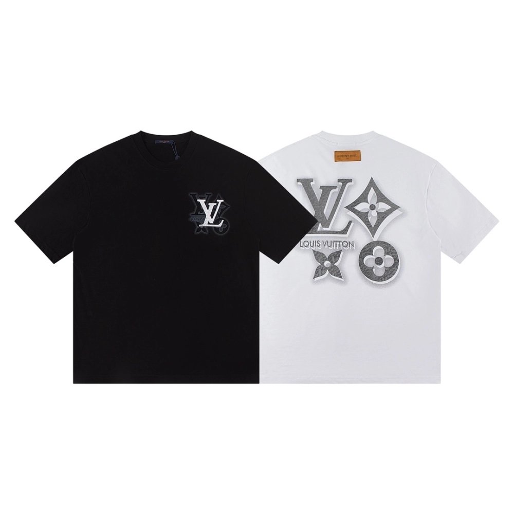 Louis Vuitton T-shirt W2627 Black White,Louis Vuitton T Shirt,Tshirt,APPAREL