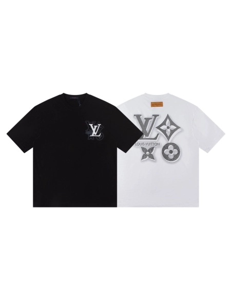 Louis Vuitton T-shirt W2627 Black White,Louis Vuitton T Shirt,Tshirt,APPAREL