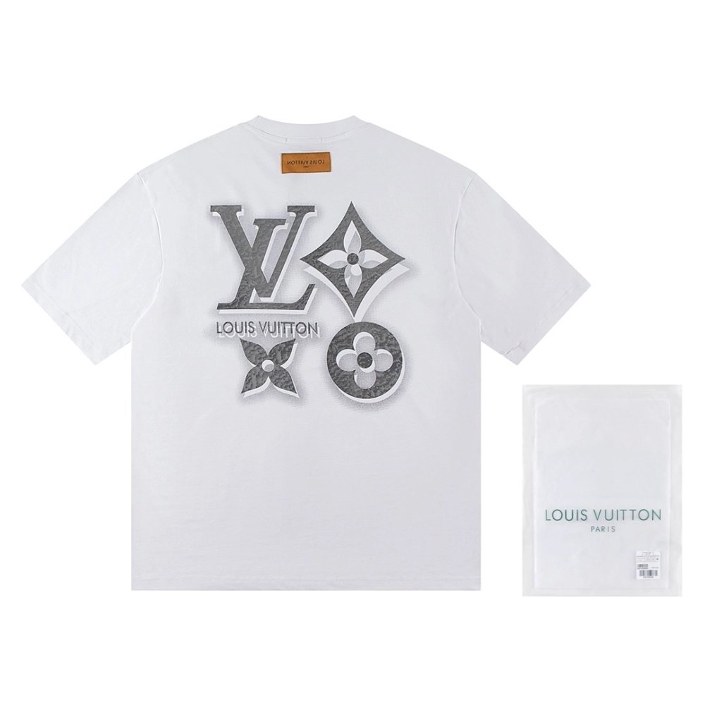 Louis Vuitton T-shirt W2627 Black White,Louis Vuitton T Shirt,Tshirt,APPAREL