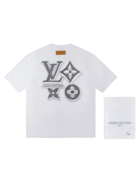 Louis Vuitton T-shirt W2627 Black White,Louis Vuitton T Shirt,Tshirt,APPAREL