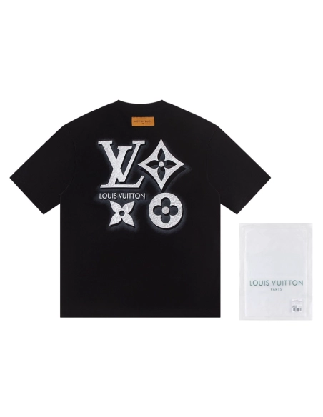 Louis Vuitton T-shirt W2627 Black White,Louis Vuitton T Shirt,Tshirt,APPAREL