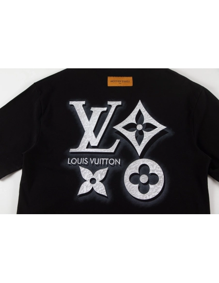 Louis Vuitton T-shirt W2627 Black White,Louis Vuitton T Shirt,Tshirt,APPAREL