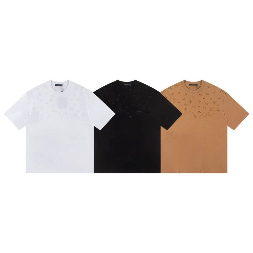 Louis Vuitton T-shirt Z030 Black White Khaki,Louis Vuitton T Shirt,Tshirt,APPAREL