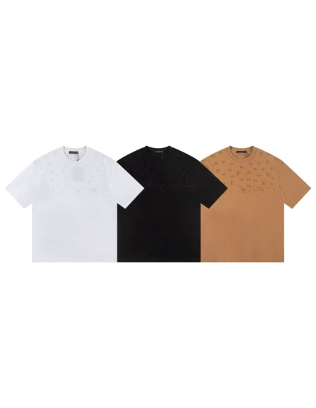 Louis Vuitton T-shirt Z030 Black White Khaki,Louis Vuitton T Shirt,Tshirt,APPAREL