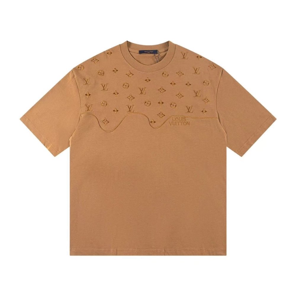 Louis Vuitton T-shirt Z030 Black White Khaki,Louis Vuitton T Shirt,Tshirt,APPAREL