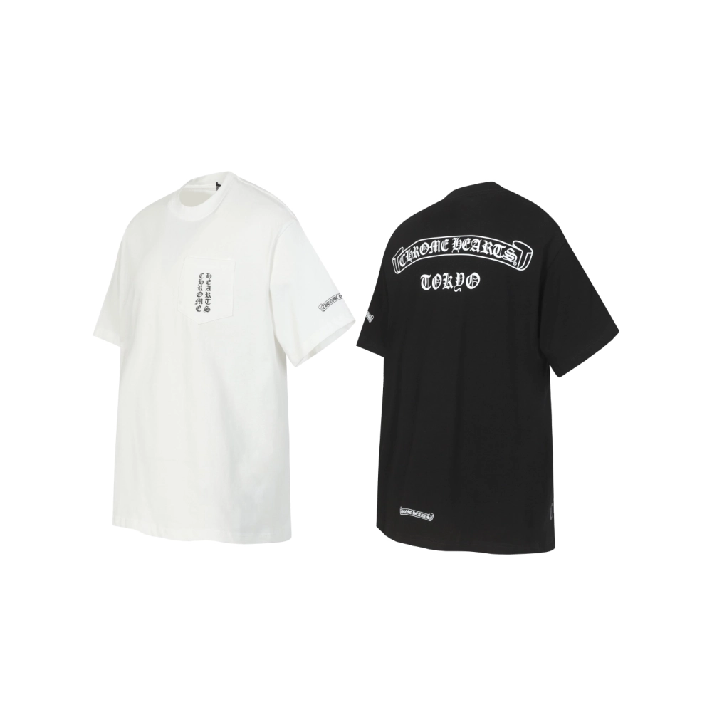 Chrome Hearts T-shirt 2201 Black White,Chrome Hearts T Shirt,Tshirt,APPAREL