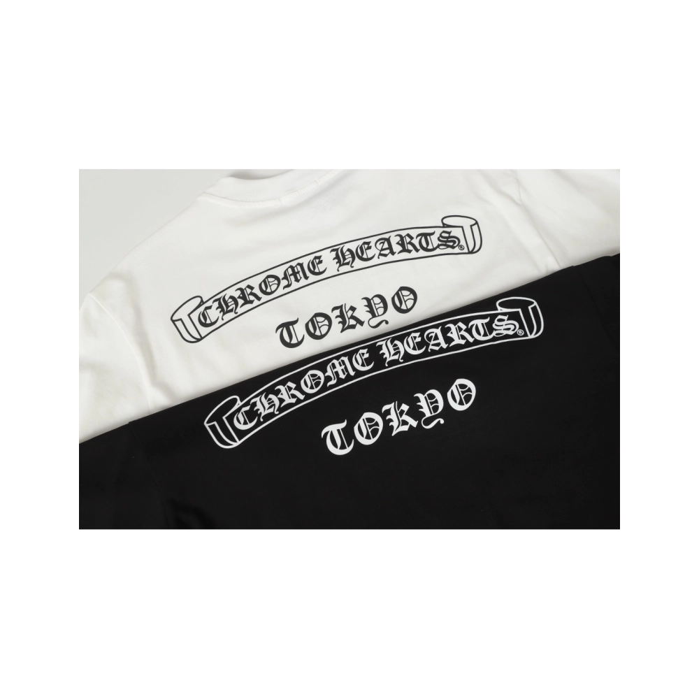 Chrome Hearts T-shirt 2201 Black White,Chrome Hearts T Shirt,Tshirt,APPAREL