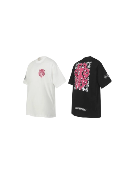 Chrome Hearts T-shirt 2204 Black White,Chrome Hearts T Shirt,Tshirt,APPAREL