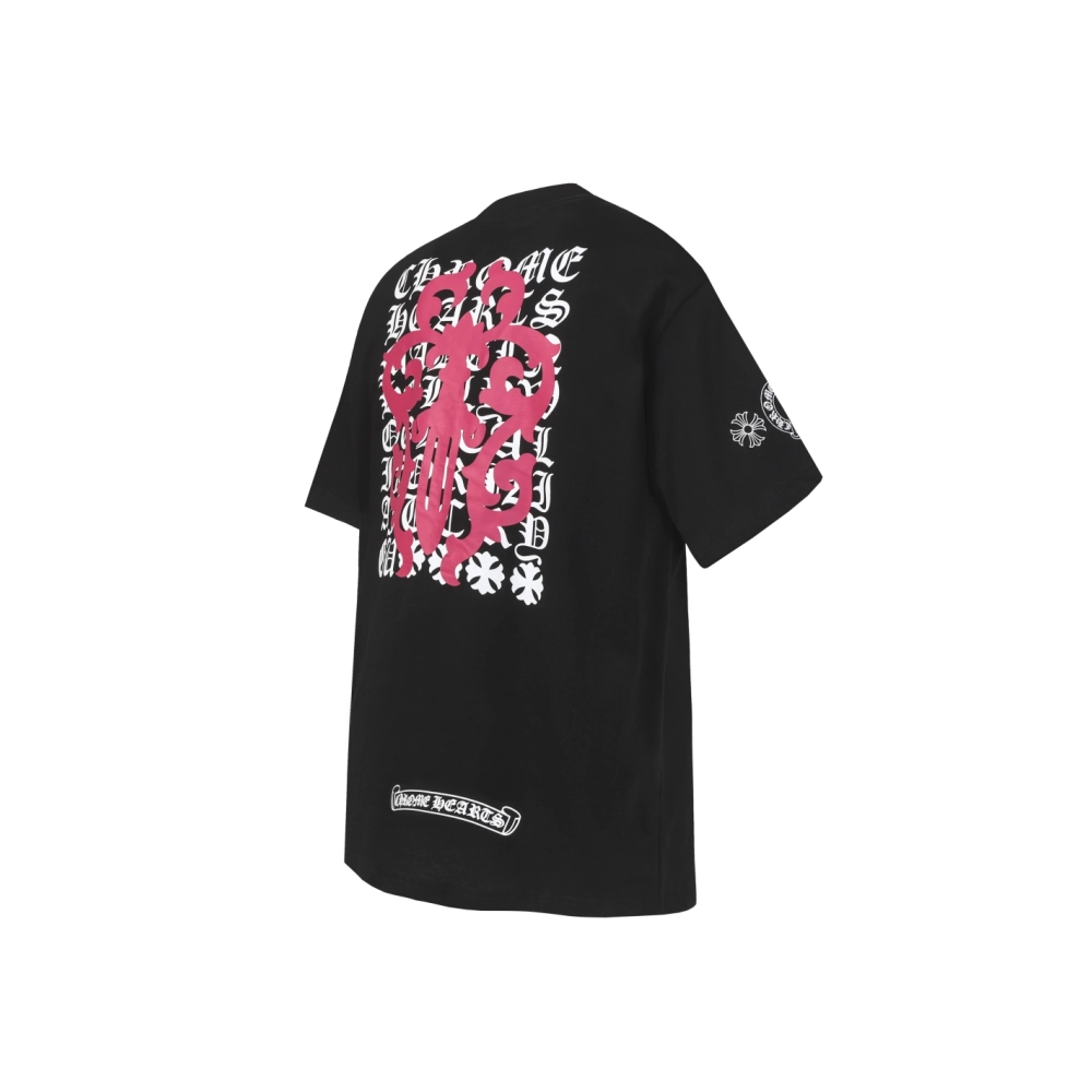 Chrome Hearts T-shirt 2204 Black White,Chrome Hearts T Shirt,Tshirt,APPAREL