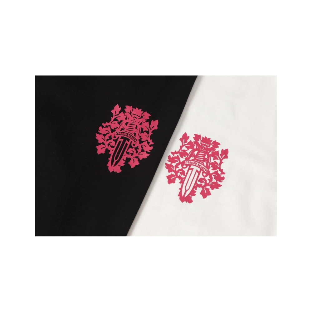 Chrome Hearts T-shirt 2204 Black White,Chrome Hearts T Shirt,Tshirt,APPAREL