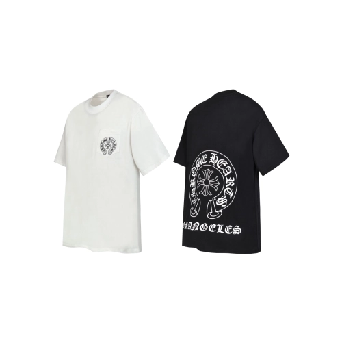 Chrome Hearts T-shirt 2211 Black White,Chrome Hearts T Shirt,Tshirt,APPAREL